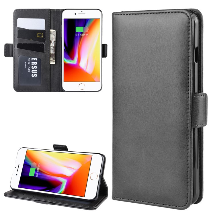 Leather+TPU Wallet Stand Mobile Phone Case Shell for iPhone 8 Plus / 7 Plus - Black-6