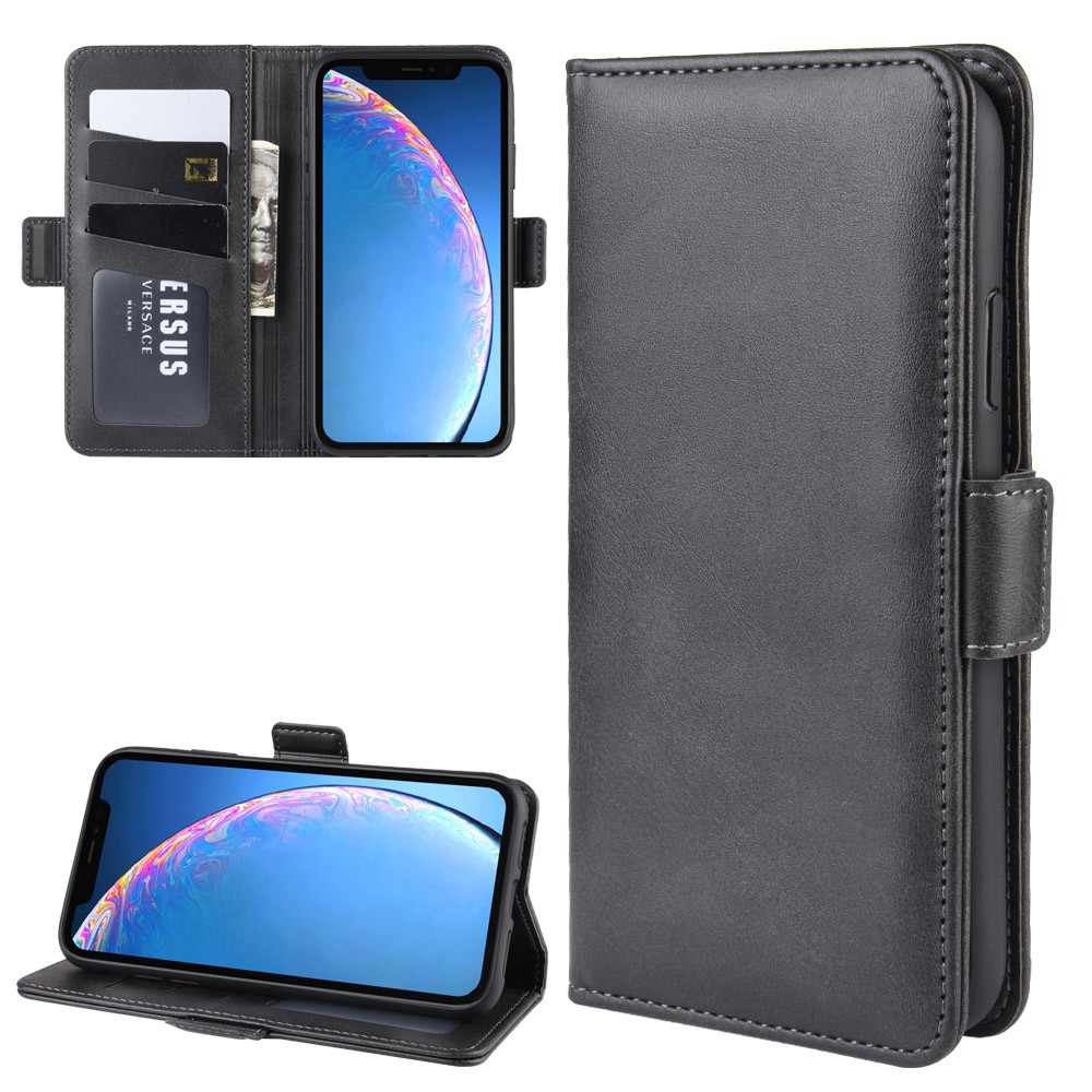 PU Leather+TPU Wallet Stand Mobile Phone Case Cover Shell for iPhone (2019) 6.1-inch - Black-6