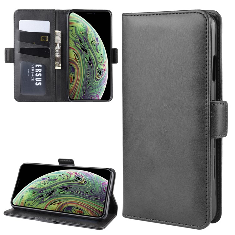 PU Leather+TPU Wallet Stand Stylish Cell Phone Case Cover Shell for iPhone XS 5.8 inch - Black-6