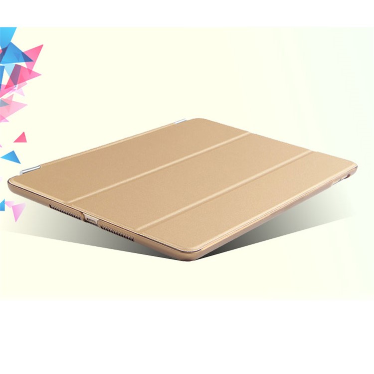 Auto-wake/sleep Tri-fold Stand PU Leather Tablet Shell for iPad 9.7-inch (2018)/(2017) - Gold-8