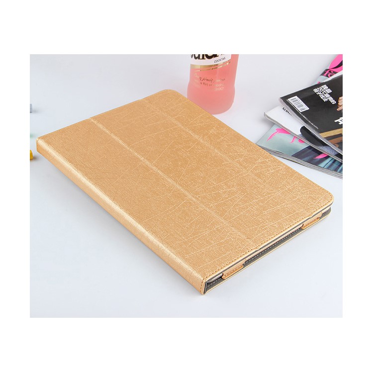For iPad Pro 11-inch (2018) Silk Texture Tri-fold Stand PU Leather Protection Tablet Case Shell - Gold-12