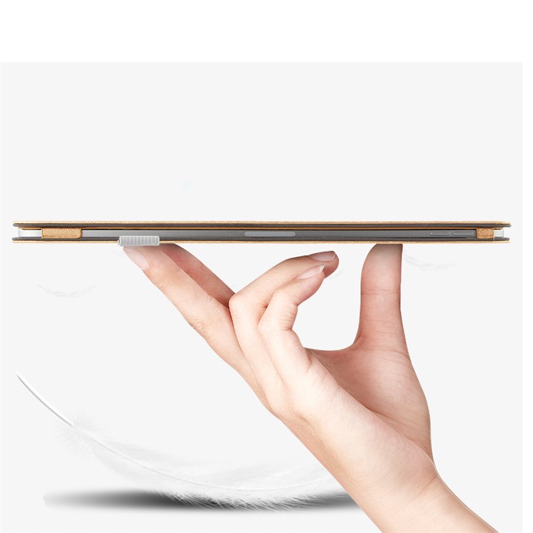 For iPad Pro 11-inch (2018) Silk Texture Tri-fold Stand PU Leather Protection Tablet Case Shell - Gold-2