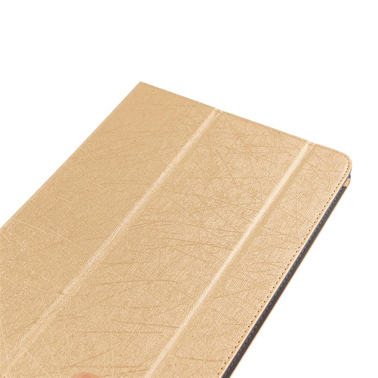 For iPad Pro 11-inch (2018) Silk Texture Tri-fold Stand PU Leather Protection Tablet Case Shell - Gold-8