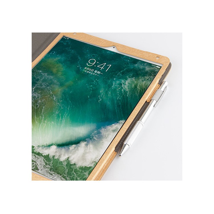 Silk Texture Tri-fold PU Leather Stand Tablet Shell for iPad Pro 10.5-inch (2017) - Gold-2