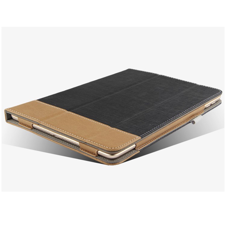For iPad 9.7-inch (2018) Bi-color Tri-fold Stand PU Leather Protection Tablet Case - Black-3