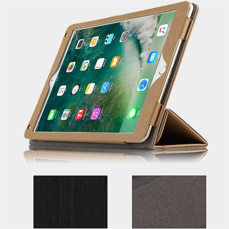 For iPad 9.7-inch (2018) Bi-color Tri-fold Stand PU Leather Protection Tablet Case - Black-5