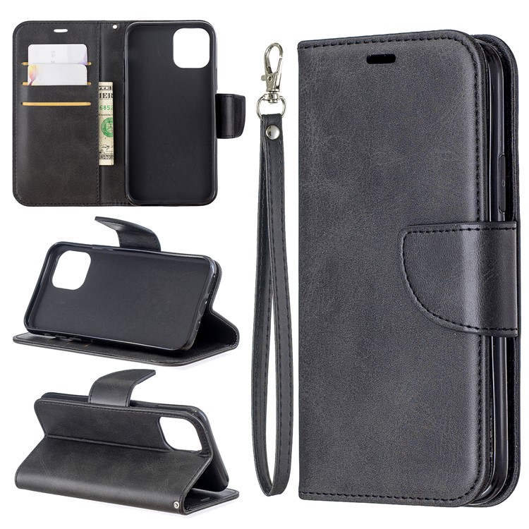 Caso De Cobertura De Telefone De Couro PU Material Para Iphone (2019) 5,8 Polegadas - Preto-1