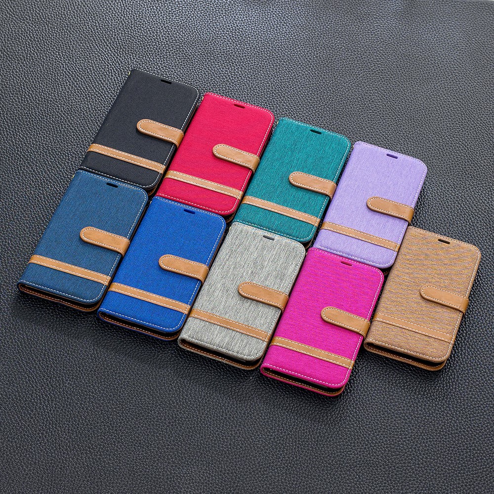 Caso De Carteira De Couro De Pano De Calças De Brim De Cor Assorted Para Iphone (2019) 5.8-inch - Preto-10