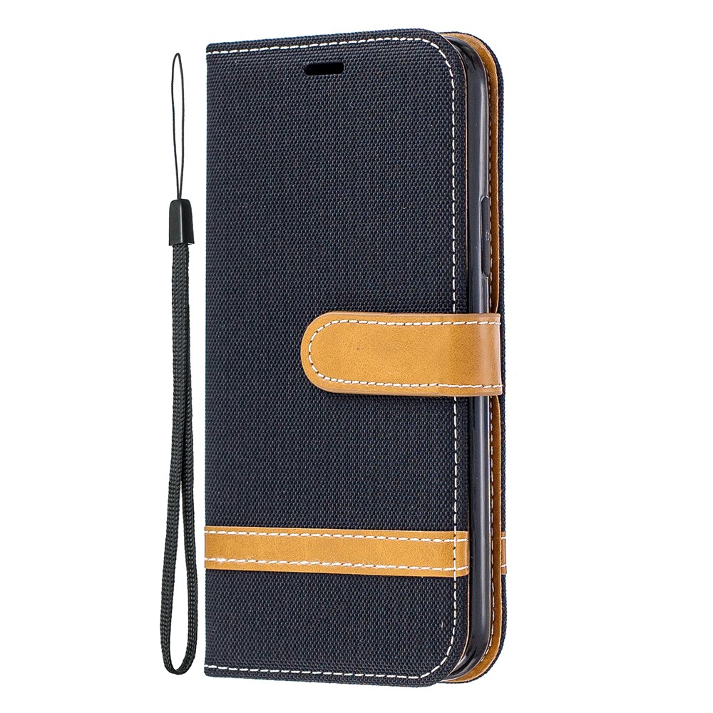 Caso De Carteira De Couro De Pano De Calças De Brim De Cor Assorted Para Iphone (2019) 5.8-inch - Preto-2