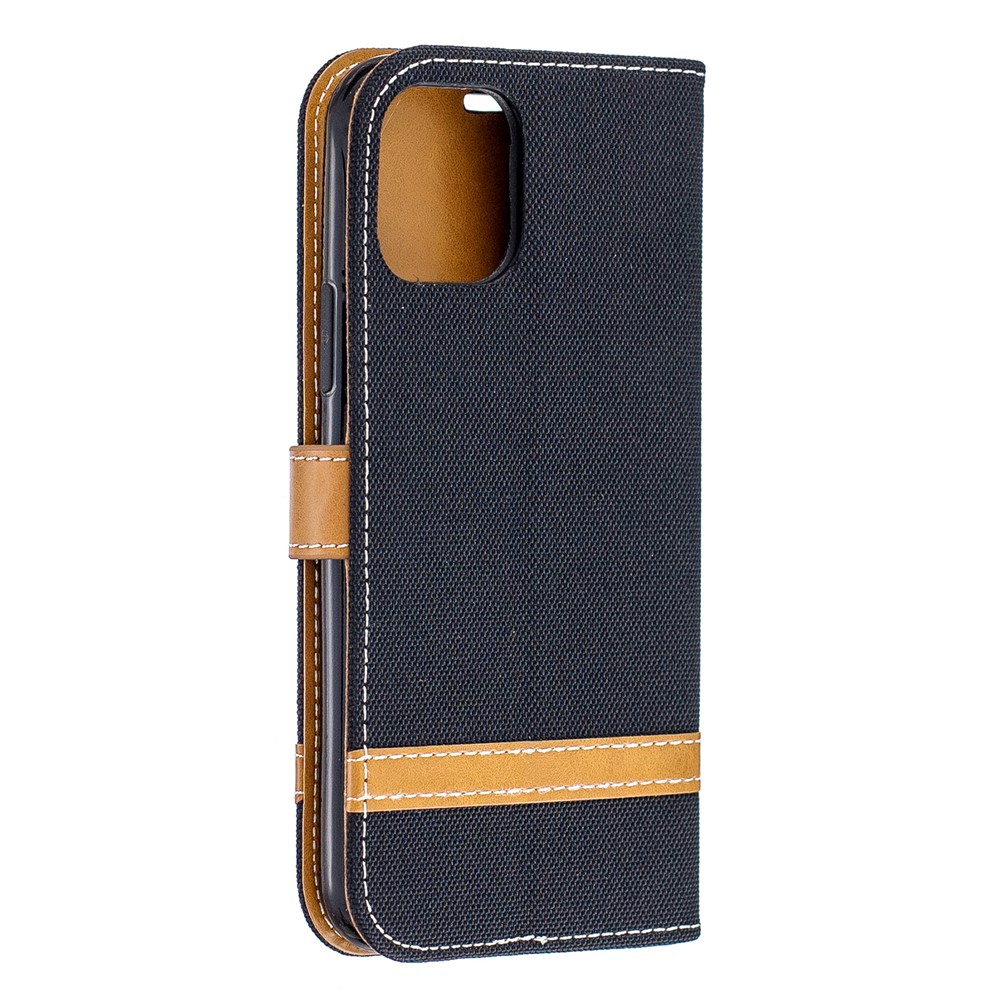 Caso De Carteira De Couro De Pano De Calças De Brim De Cor Assorted Para Iphone (2019) 5.8-inch - Preto-3