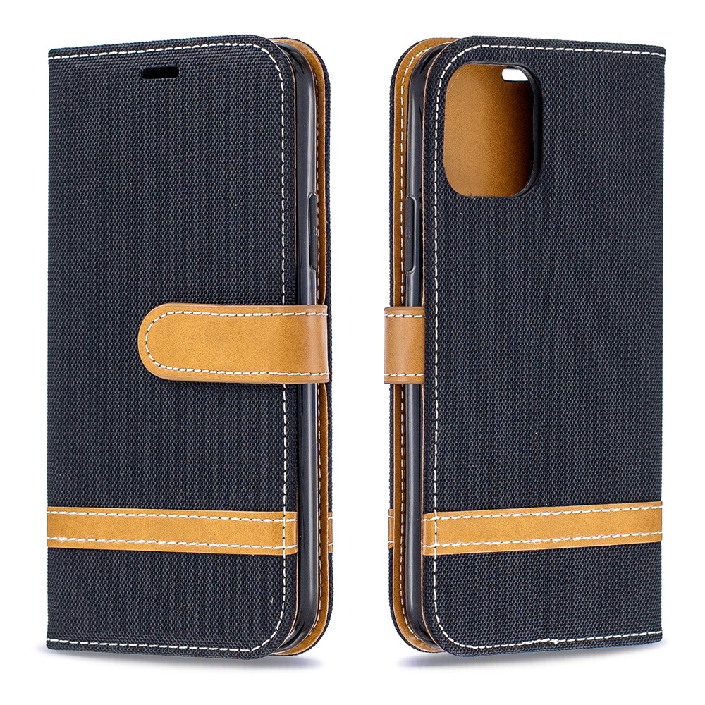 Caso De Carteira De Couro De Pano De Calças De Brim De Cor Assorted Para Iphone (2019) 5.8-inch - Preto-4