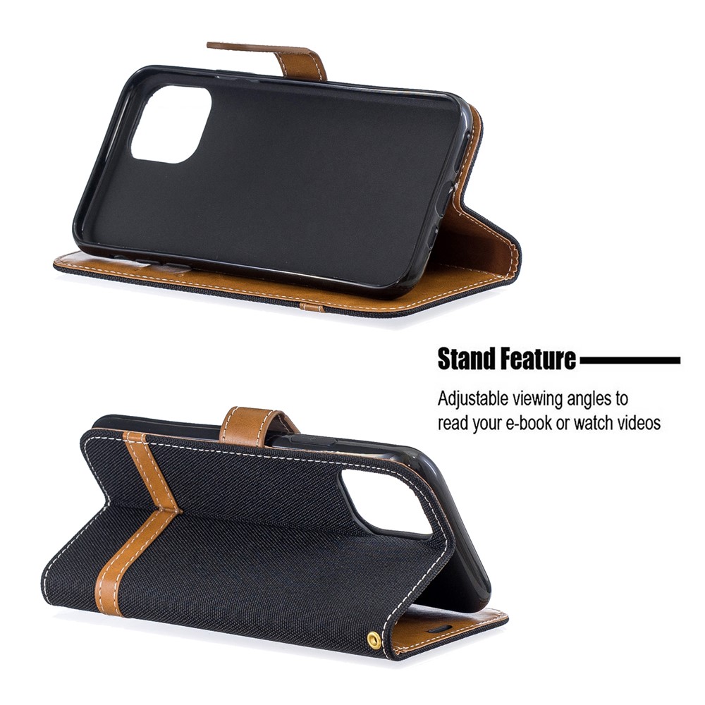 Caso De Carteira De Couro De Pano De Calças De Brim De Cor Assorted Para Iphone (2019) 5.8-inch - Preto-5