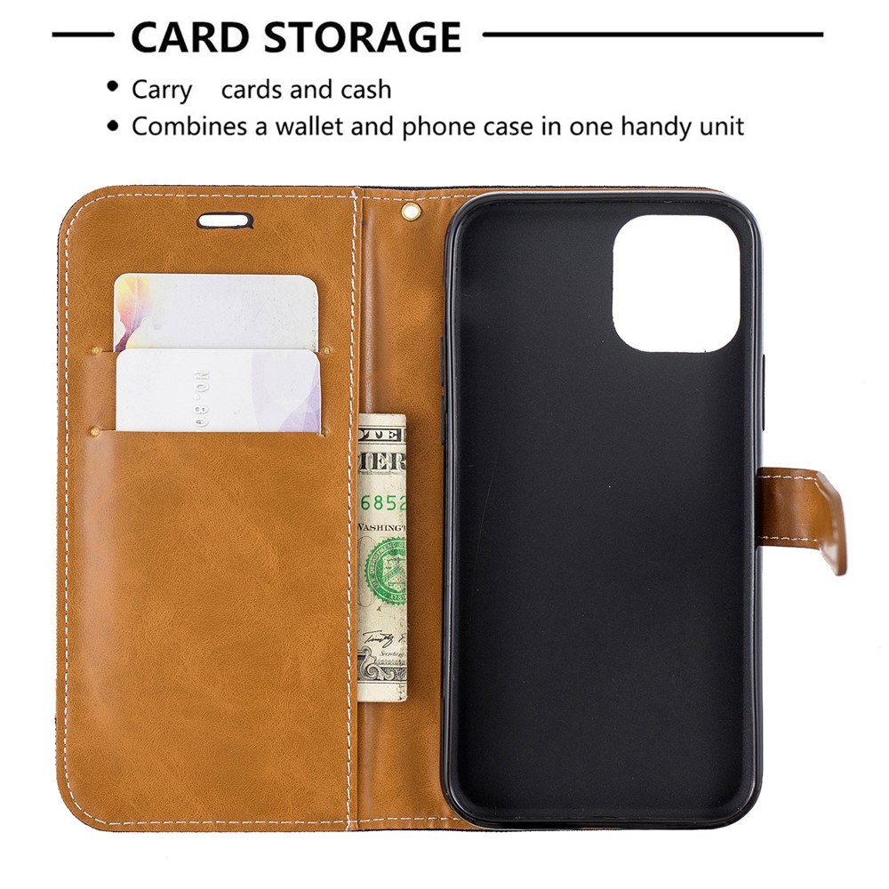 Caso De Carteira De Couro De Pano De Calças De Brim De Cor Assorted Para Iphone (2019) 5.8-inch - Preto-6
