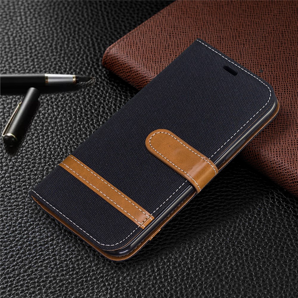 Caso De Carteira De Couro De Pano De Calças De Brim De Cor Assorted Para Iphone (2019) 5.8-inch - Preto-7
