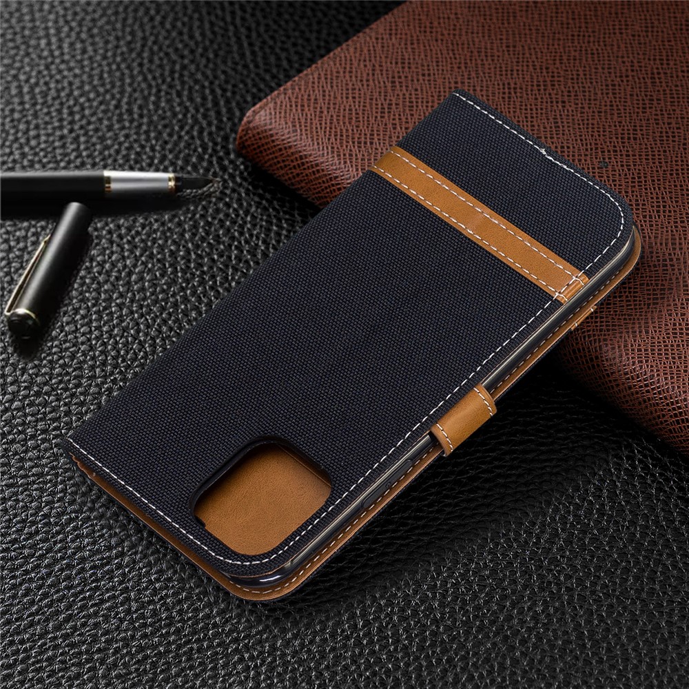 Caso De Carteira De Couro De Pano De Calças De Brim De Cor Assorted Para Iphone (2019) 5.8-inch - Preto-8