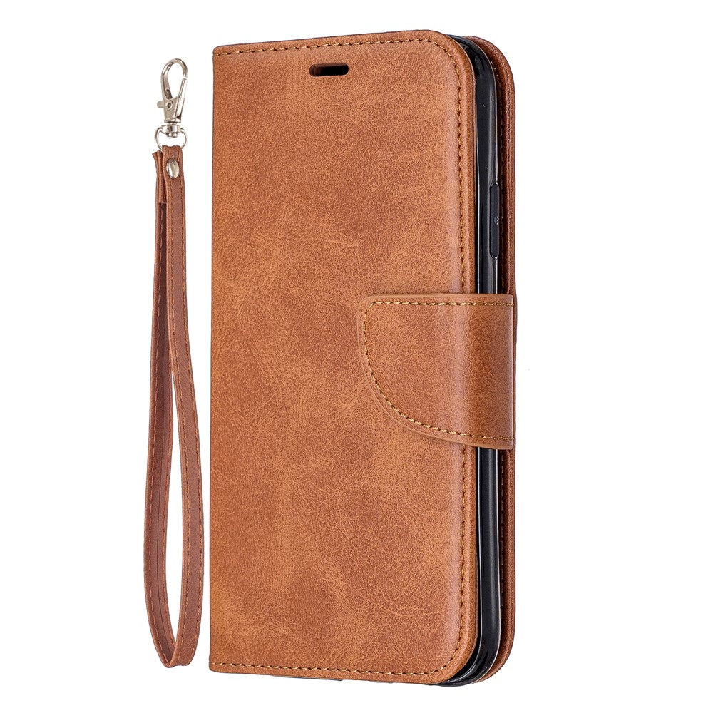 Solid Color PU Leather Wallet Stand Phone Shell for iPhone (2019) 6.1-inch - Brown-2