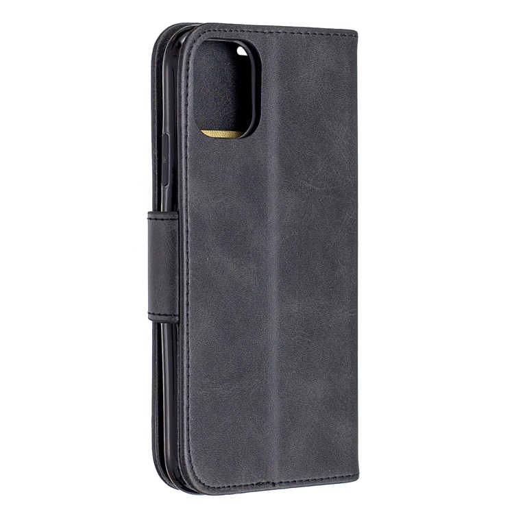 Solid Color PU Leather Wallet Stand Phone Shell for iPhone 11 6.1 inch (2019) - Black-3
