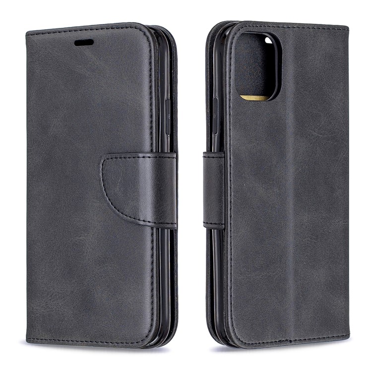 Solid Color PU Leather Wallet Stand Phone Shell for iPhone 11 6.1 inch (2019) - Black-4