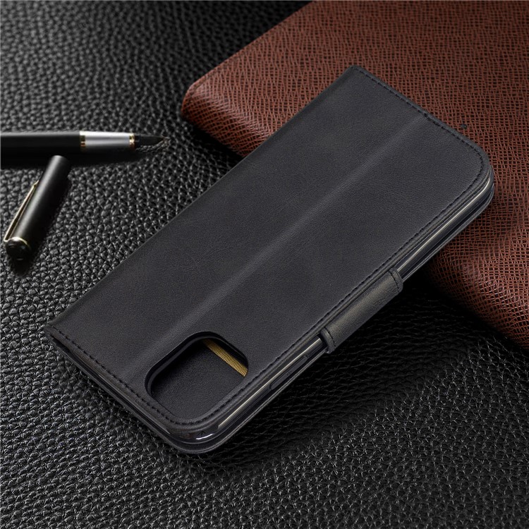 Solid Color PU Leather Wallet Stand Phone Shell for iPhone 11 6.1 inch (2019) - Black-8