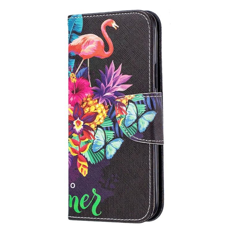 Pattern Printing PU Leather Wallet Stand Phone Cover for iPhone XS 5.8 inch - Flamingos and Flowers-2