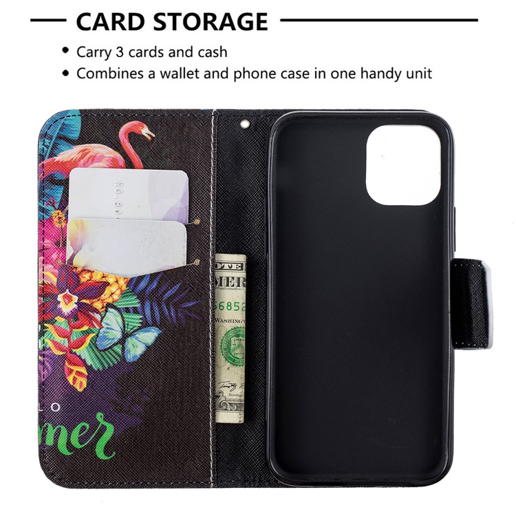 Pattern Printing PU Leather Wallet Stand Phone Cover for iPhone XS 5.8 inch - Flamingos and Flowers-6