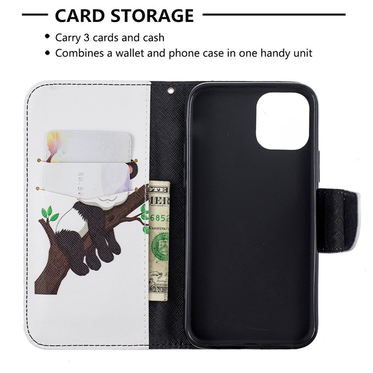 Pattern Printing PU Leather Wallet Stand Phone Cover for iPhone XS 5.8 inch - Sleeping Panda-6