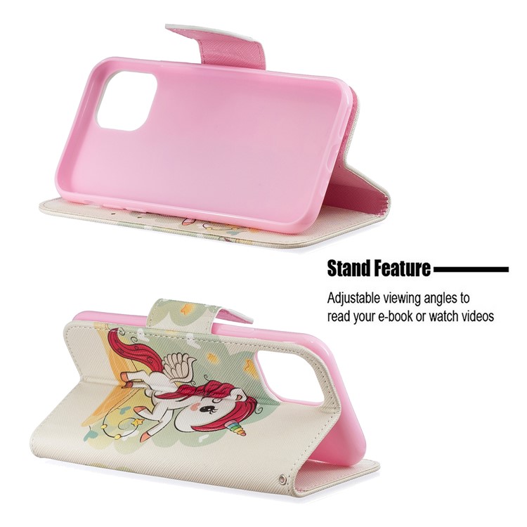 Pattern Printing PU Leather Wallet Stand Phone Cover for iPhone XS 5.8 inch - Unicorn-5