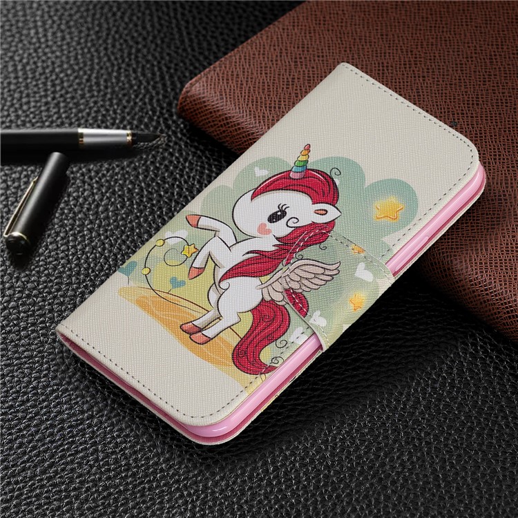 Pattern Printing PU Leather Wallet Stand Phone Cover for iPhone XS 5.8 inch - Unicorn-7