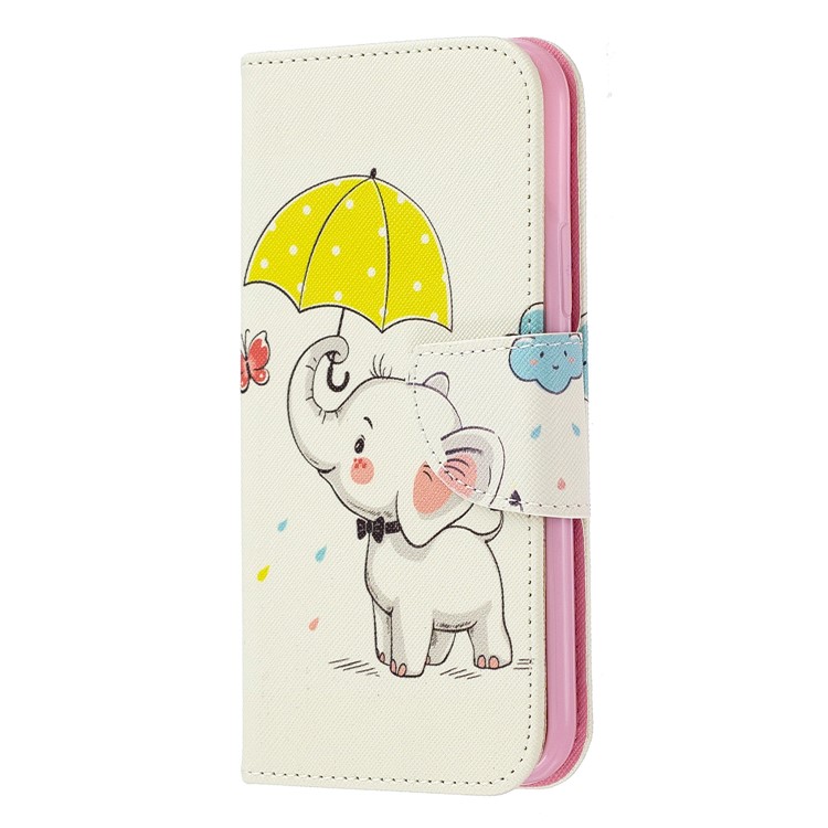 Pattern Printing PU Leather Wallet Stand Phone Cover for iPhone XS 5.8 inch - Elephant and Umbrella-2