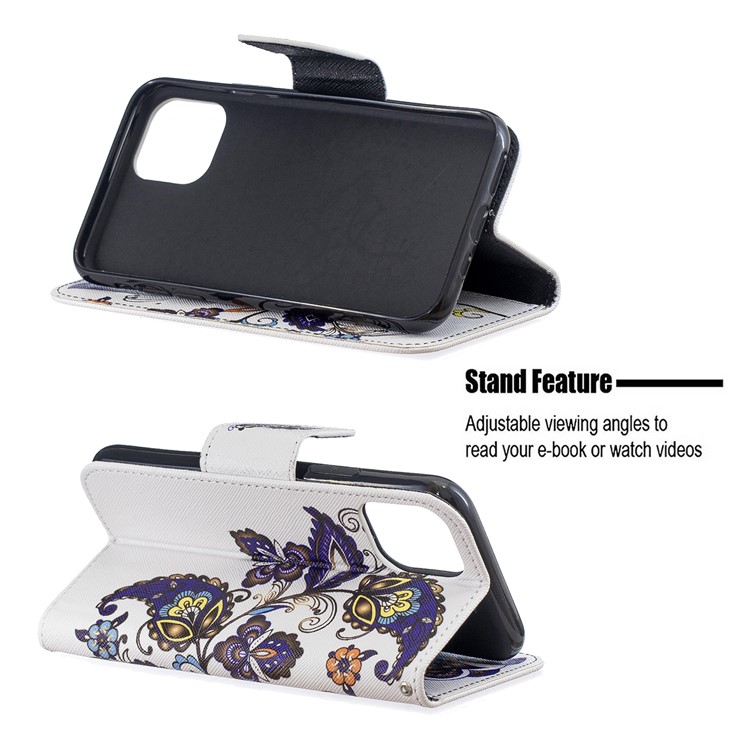 Pattern Printing PU Leather Wallet Stand Phone Cover for iPhone XS 5.8 inch - Butterflies and Flowers-5