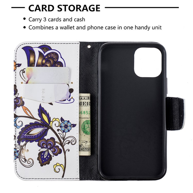 Pattern Printing PU Leather Wallet Stand Phone Cover for iPhone XS 5.8 inch - Butterflies and Flowers-6