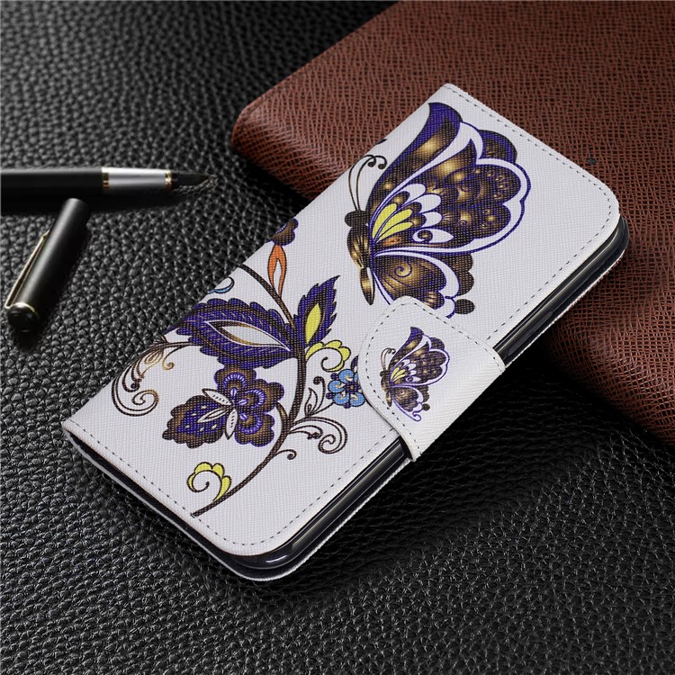 Pattern Printing PU Leather Wallet Stand Phone Cover for iPhone XS 5.8 inch - Butterflies and Flowers-7