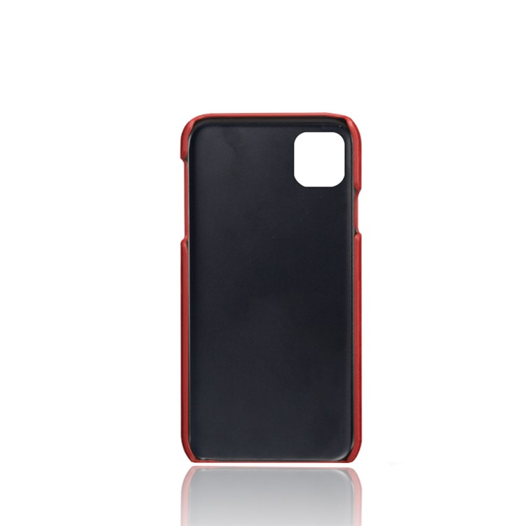 Double Card Slots PU Leather Coated PC Case for iPhone (2019) 6.5-inch - Red-3