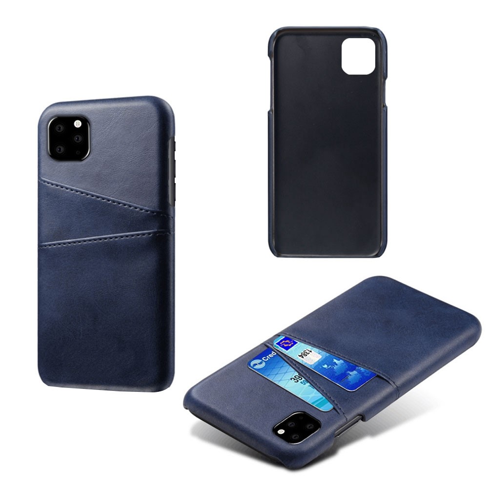 La Funda De Cuero Recubierta De Cuero De La PU De Las Ranuras De Tarjeta Doble Para El Iphone (2019) 6,1 Pulgadas - Azul Oscuro-2