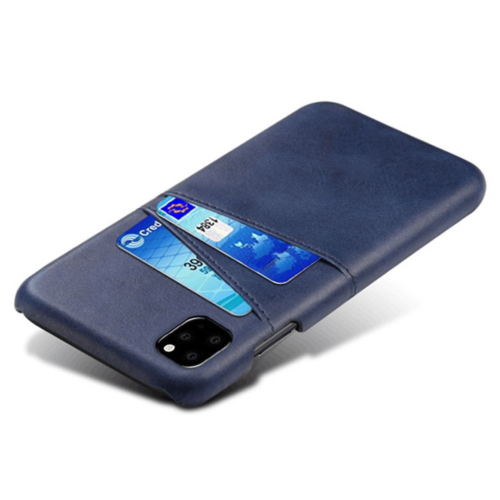 La Funda De Cuero Recubierta De Cuero De La PU De Las Ranuras De Tarjeta Doble Para El Iphone (2019) 6,1 Pulgadas - Azul Oscuro-4