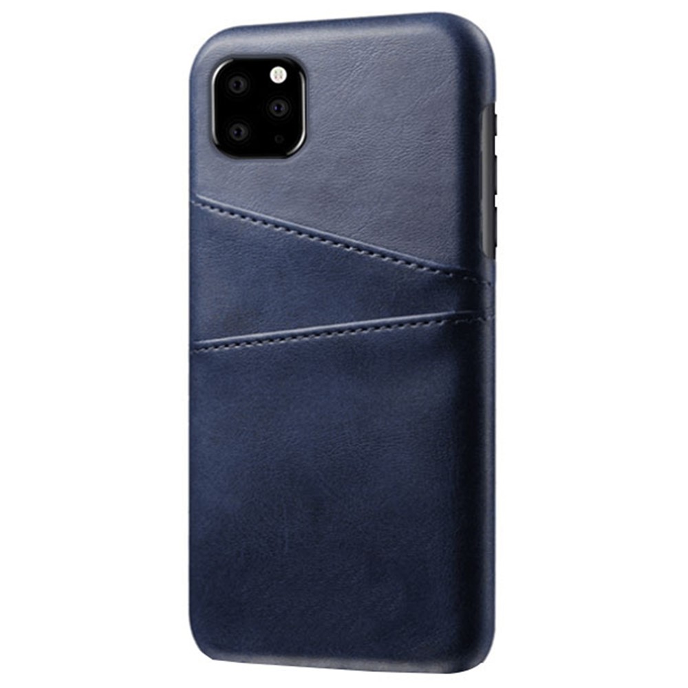 La Funda De Cuero Recubierta De Cuero De La PU De Las Ranuras De Tarjeta Doble Para El Iphone (2019) 6,1 Pulgadas - Azul Oscuro-5