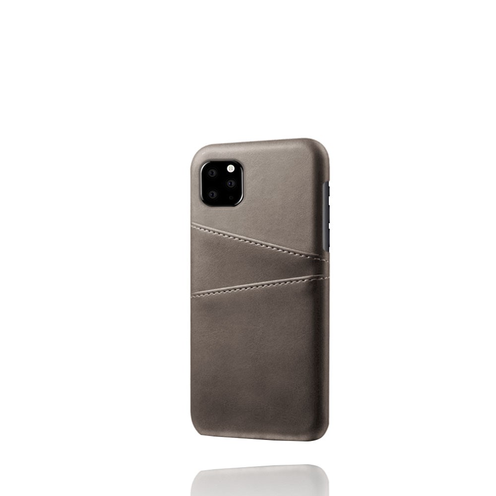 Slot a Doppia Scheda KSQ Custodia PC Rivestita in Pelle PU Per Iphone 11 Pro 5,8 Pollici (2019) - Grigio