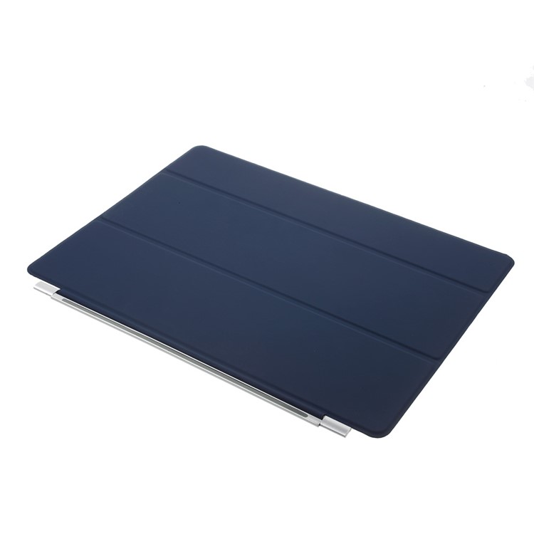Единичный три-кратный кожа pu смарт защитный чехол для ipad pro с 12.9 - темно-синий