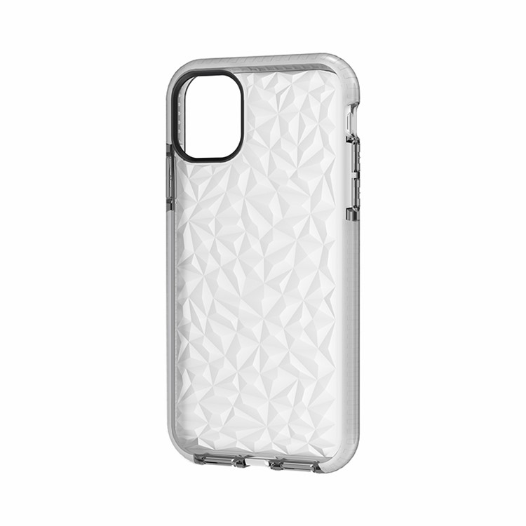 Rhombus Series 3D Diamond Grain TPU + PC Hybrid Case for iPhone (2019) 6.1-inch - Transparent-2