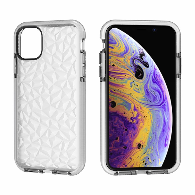 Rhombus Series 3D Diamond Grain TPU + PC Hybrid Case for iPhone (2019) 6.1-inch - Transparent-6