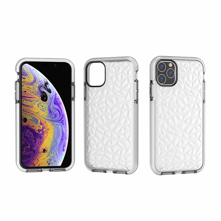 Rhombus Series 3D Diamond Grain TPU + PC Hybrid Case for iPhone (2019) 6.1-inch - Transparent-8