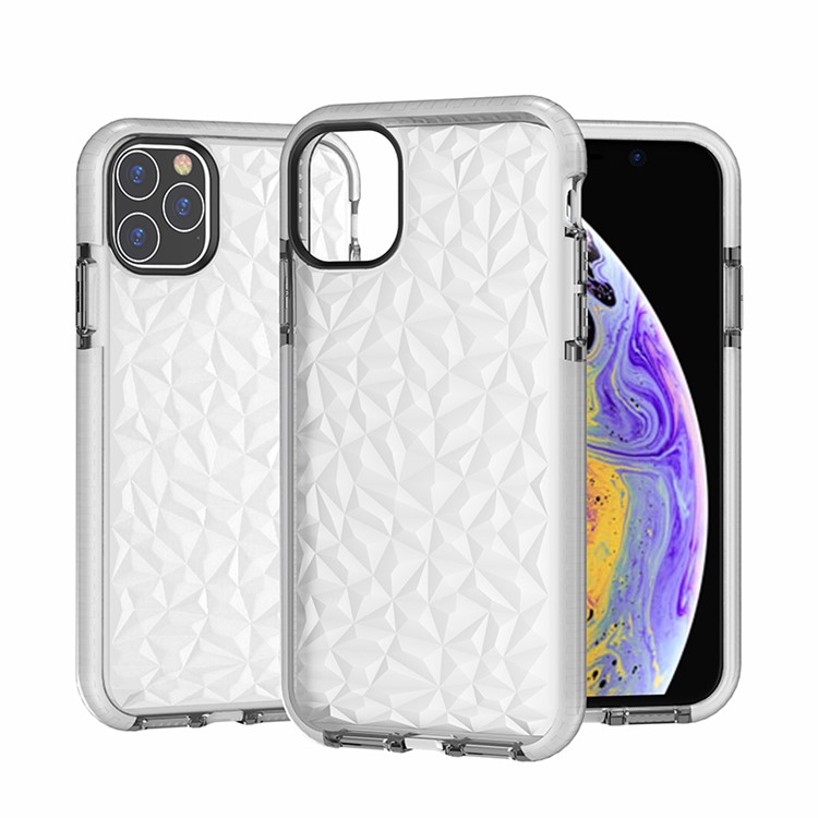 Rhombus Series 3D Diamond Texture TPU + PC Hybrid Shell for iPhone (2019) 5.8-inch - Transparent-1