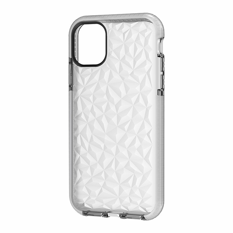 Rhombus Series 3D Diamond Grain TPU + PC Hybrid Back Casing for iPhone (2019) 6.5-inch - Transparent-2