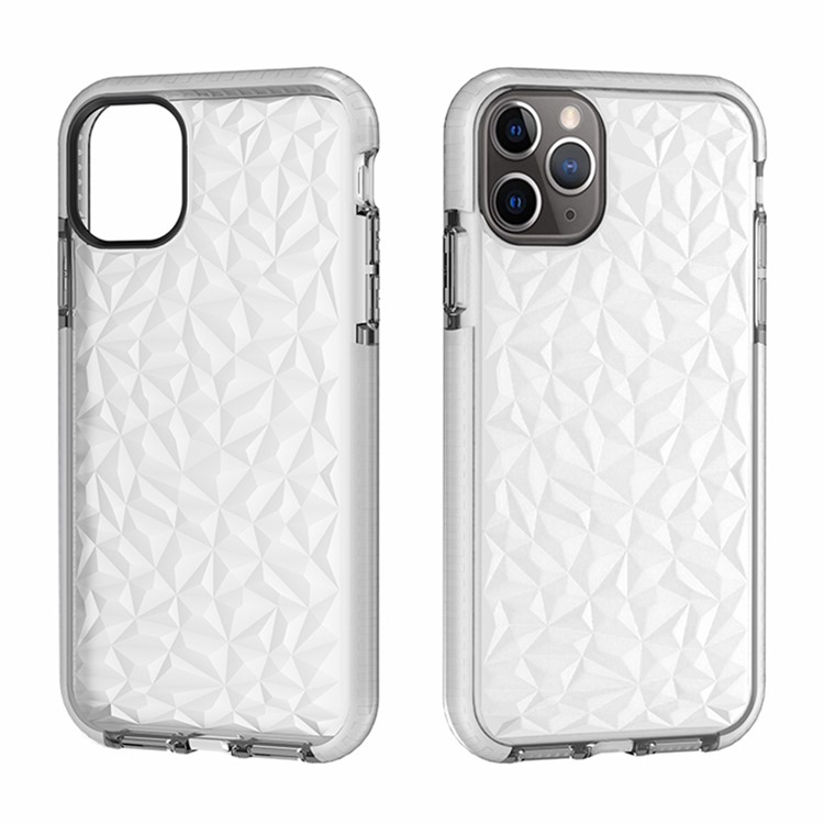 Rhombus Series 3D Diamond Grain TPU + PC Hybrid Back Casing for iPhone (2019) 6.5-inch - Transparent-5