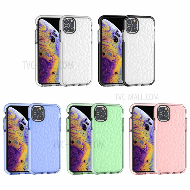 Rhombus Series 3D Diamond Grain TPU + PC Hybrid Back Casing for iPhone (2019) 6.5-inch - Transparent-9