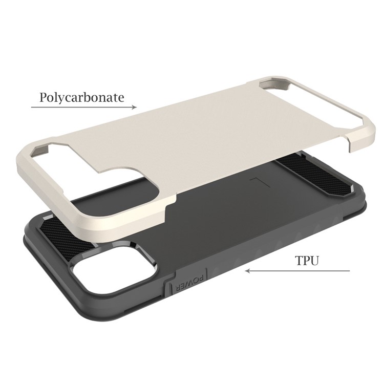 Scudo Serie In Fibra Di Carbonio Texture Anti-caduta Morbido TPU + PC Caso Ibrido Per Iphone (2019) Da 6,5 pollici - Grigio Scuro / Oro-6