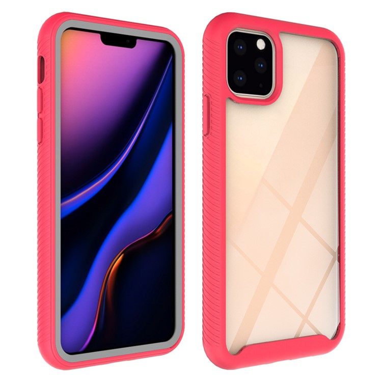 Shockproof Drop-proof Clear Phone Case Hybrid Shell for iPhone (2019) 6.5-inch - Red-3