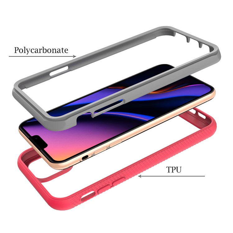 Shockproof Drop-proof Clear Phone Case Hybrid Shell for iPhone (2019) 6.5-inch - Red-7