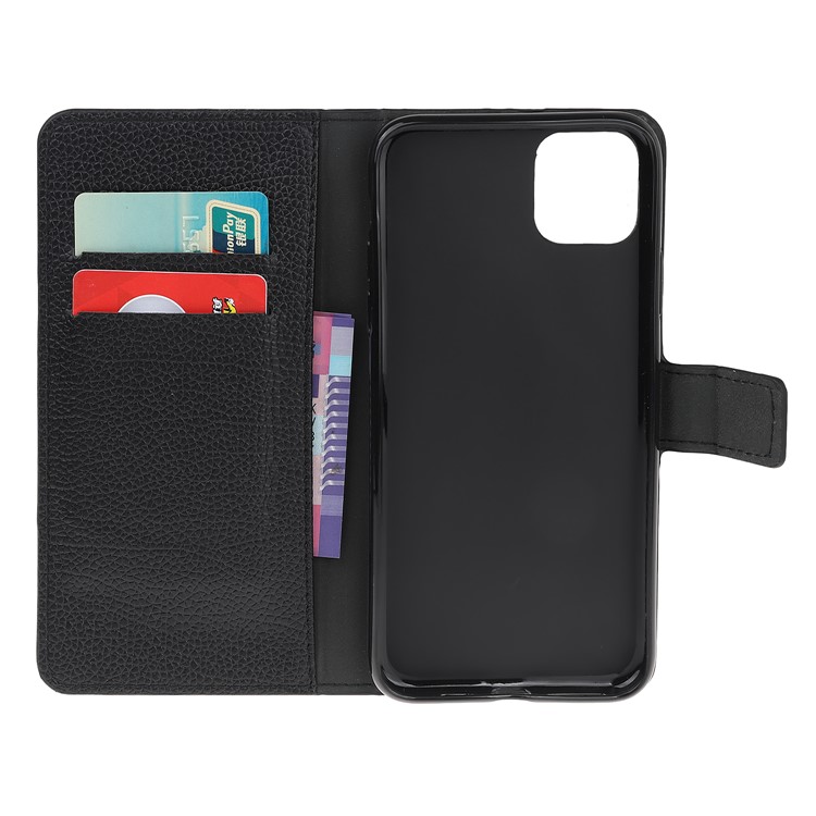 Litchi Skin Style Wallet Stand Leather Flip Phone Shell for iPhone (2019) 6.5-inch - Black-5