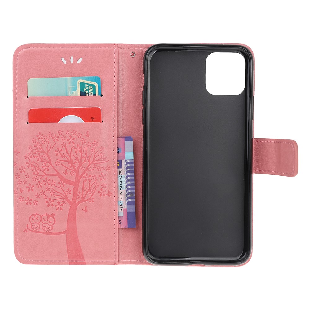 Caso Da Carteira Da Coruja Da Árvore Da Impressão Para O Iphone (2019) 6.1-inch - Rosa-6